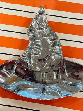 Mariposa Halloween Witch Hat Aluminum Serving or Decorative Dish Retired